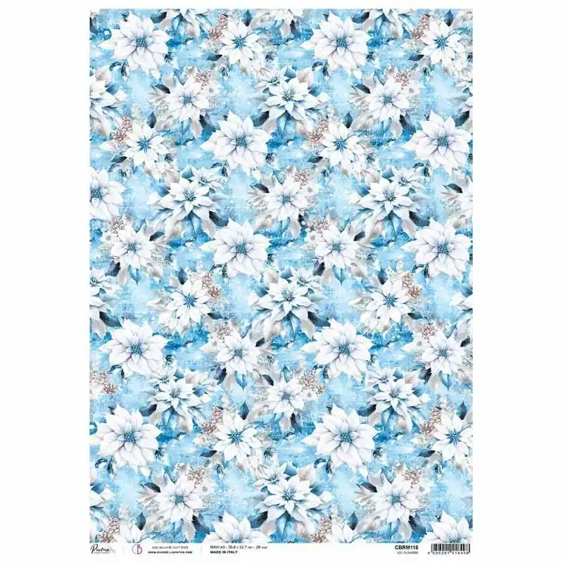 Papel de arroz decorado A3 Ice Flowers CIAO BELLA. Tendencia