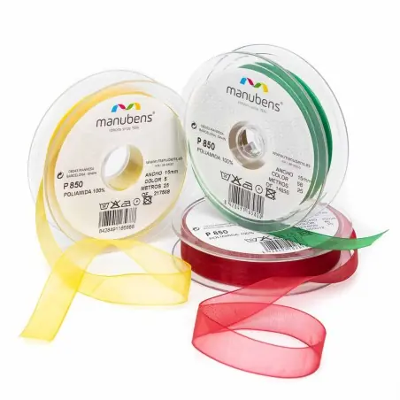 Cinta organza organdí poliamida 15 mm Manubens ref. 850 - Carrete 25 metros Comprar En Línea