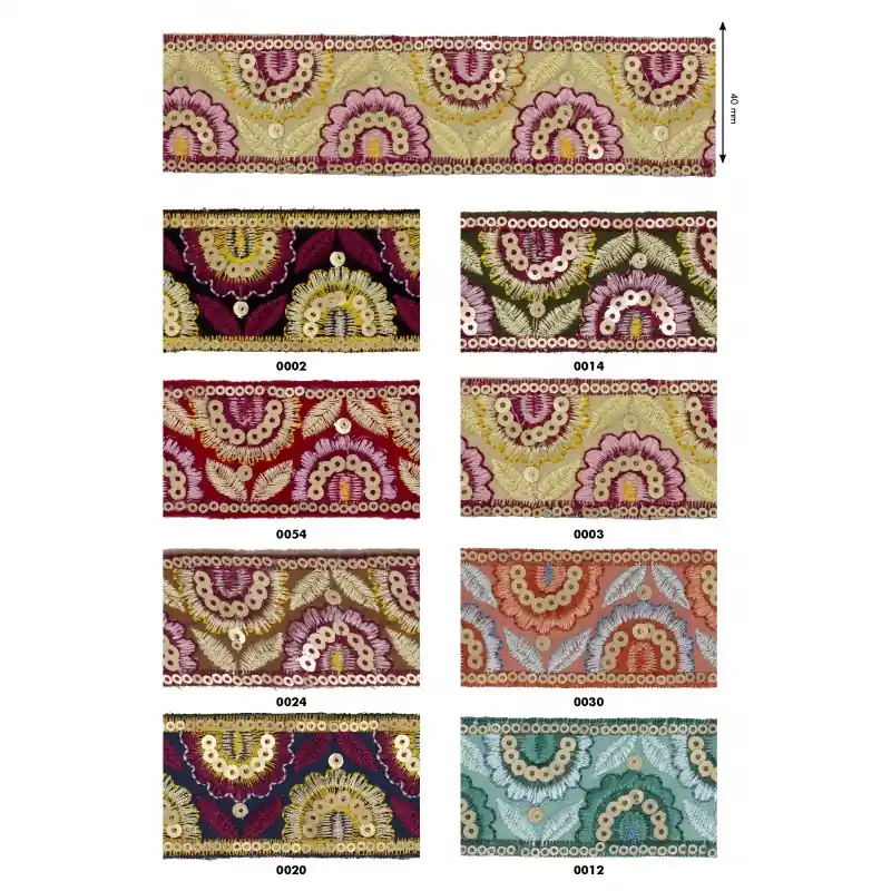 Garantía De Devolución De Dinero Galón bordado geranios 4cm - 0002