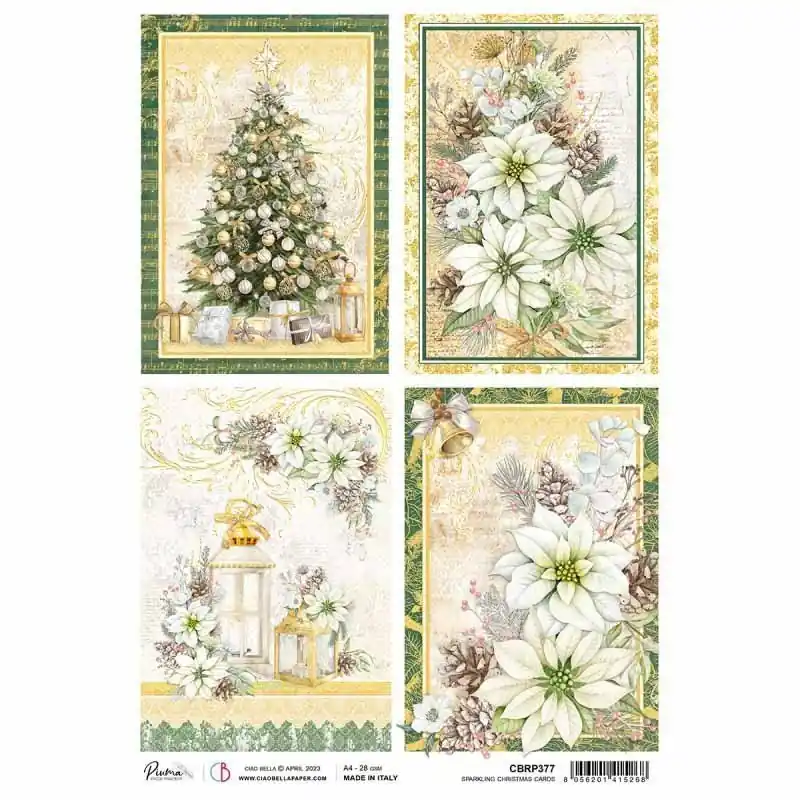 Compra Ahora Papel de arroz A4 Sparkling Christmas cards Ciao Bella