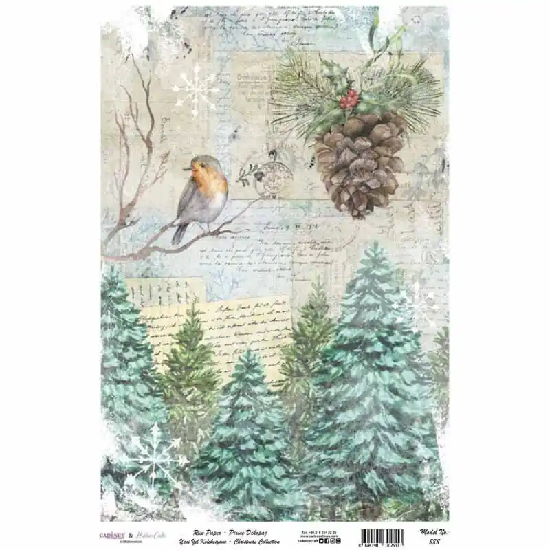 Venta Final Papel de arroz decorado NAVIDAD PA888 CADENCE, 30 x 41 cm.