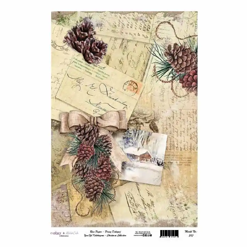 Oferta Especial Papel de arroz decorado NAVIDAD PA897 CADENCE, 30 x 41 cm.