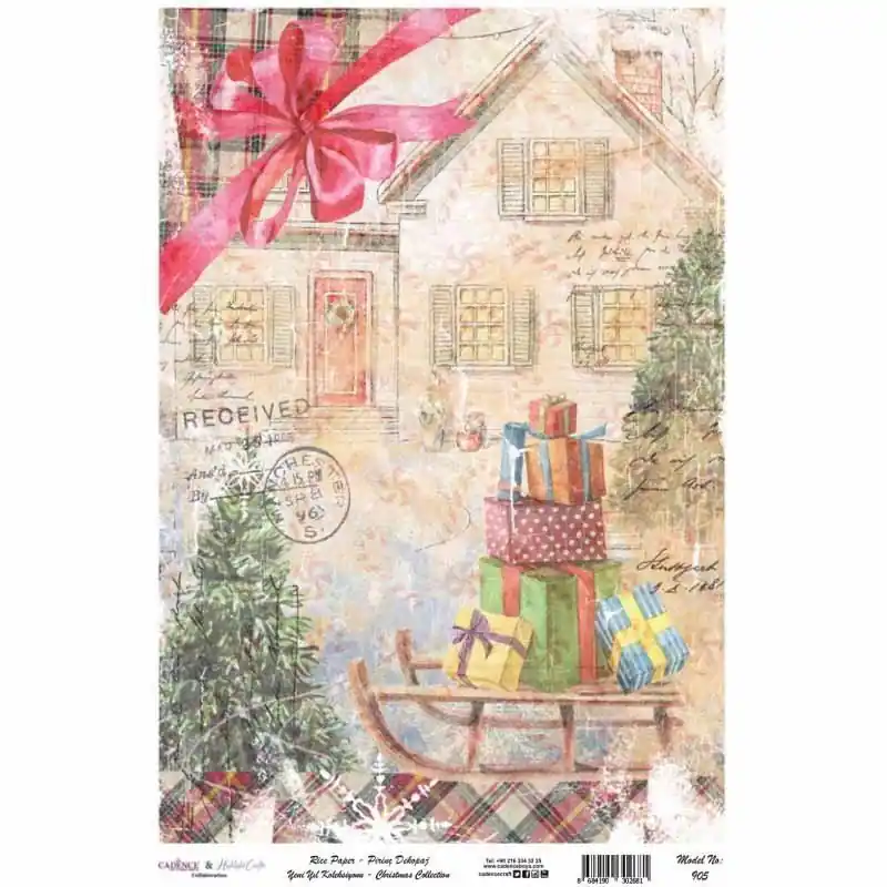 Edición Limitada Papel de arroz decorado NAVIDAD PA905 CADENCE, 30 x 41 cm.