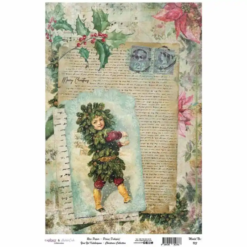 Envío Exprés Papel de arroz decorado NAVIDAD PA913 CADENCE, 30 x 41 cm.