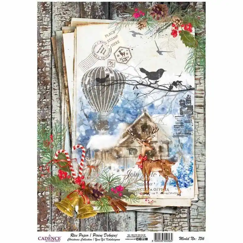 Última Versión Papel de arroz decorado NAVIDAD PA756 CADENCE, 30 x 41 cm.