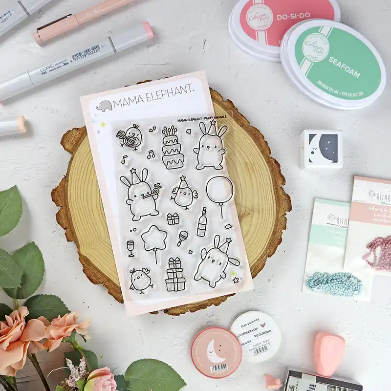 Envío Internacional Set de sellos Party Animals de Mama Elephant