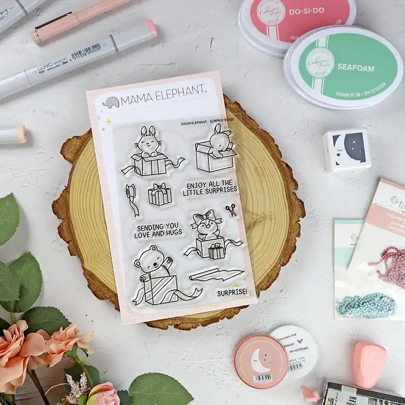 Última Versión Set de sellos Surprise Boxes de Mama Elephant
