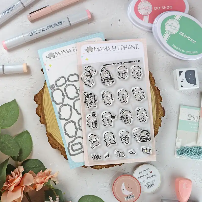 Oferta Especial Set de sellos+troquel Little Gingerbread Agenda de Mama Elephant