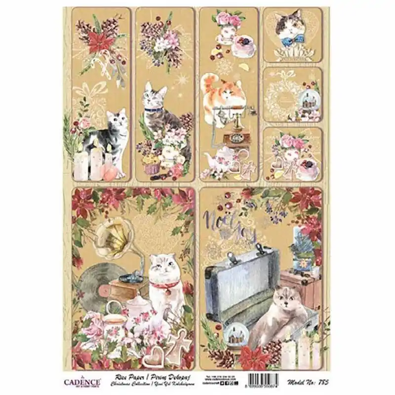 Papel de arroz decorado NAVIDAD PA785 CADENCE, 30 x 41 cm. Oferta De Temporada