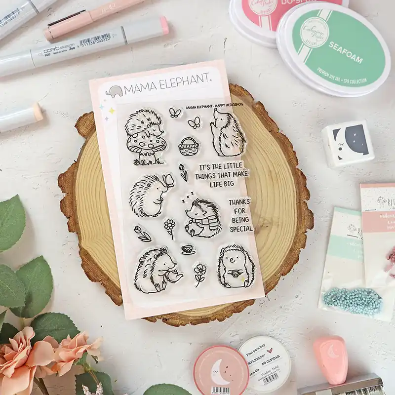 Moderno Set de sellos Happy Hedgehog de Mama Elephant