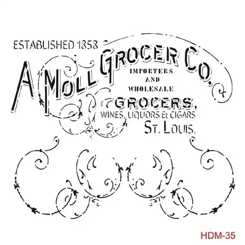Plantilla Stencil A MOLL GROCER CADENCE 25x25 cm. Ordena Ya