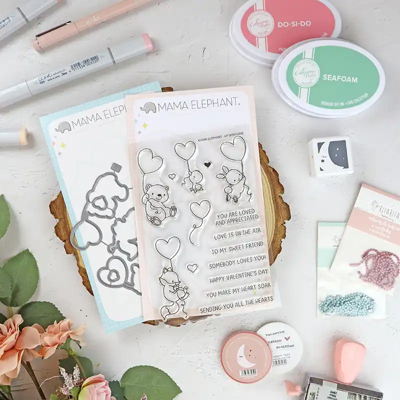 Devolución Gratuita Set de sellos+troquel Up with Love de Mama Elephant
