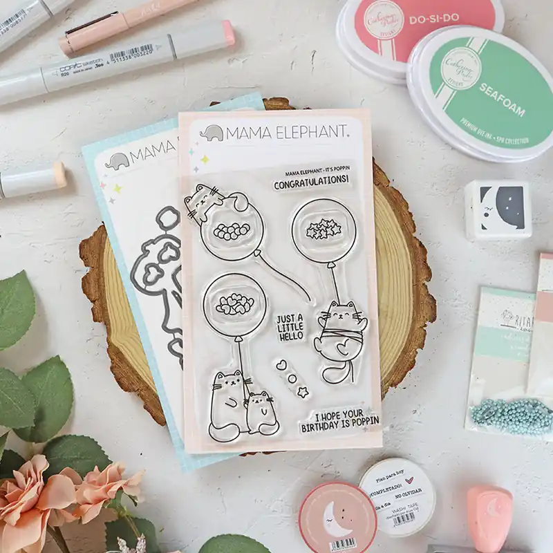 Set de sellos+troquel It’s Popping de Mama Elephant Profesional