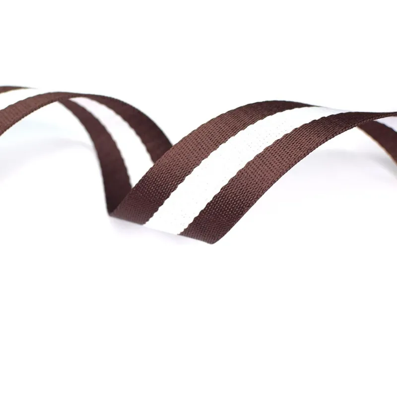 Cinta de nylon con 3 listas para mochila 4cm - Marrón/Crudo Lujoso