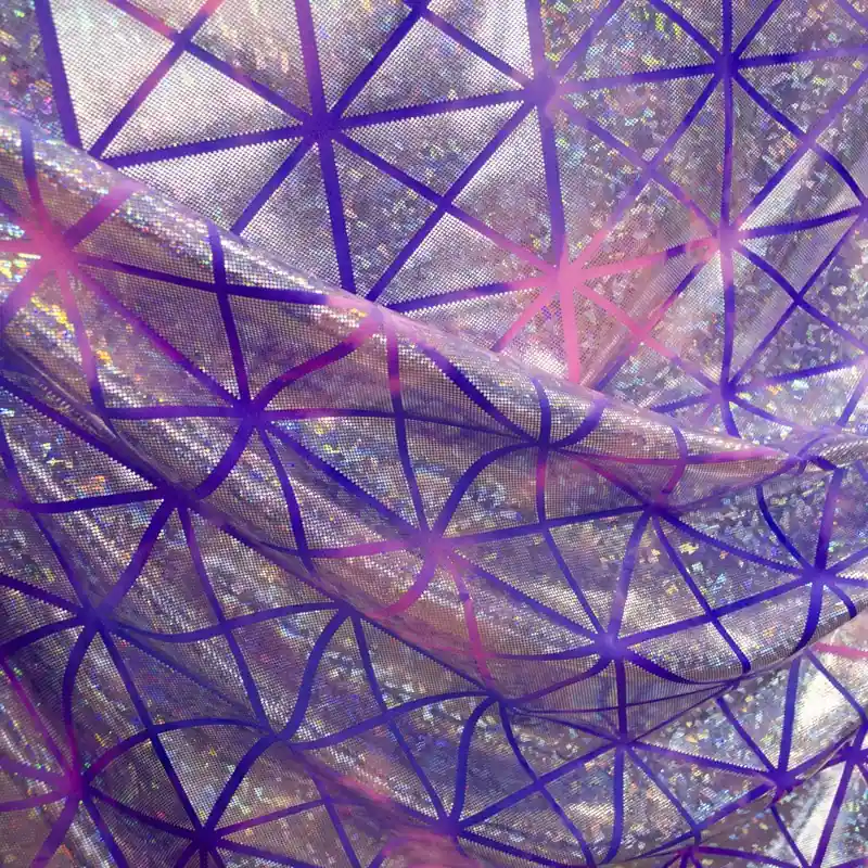 Artesanal Tela Lycra Hologram Rombo Fucsia Lila