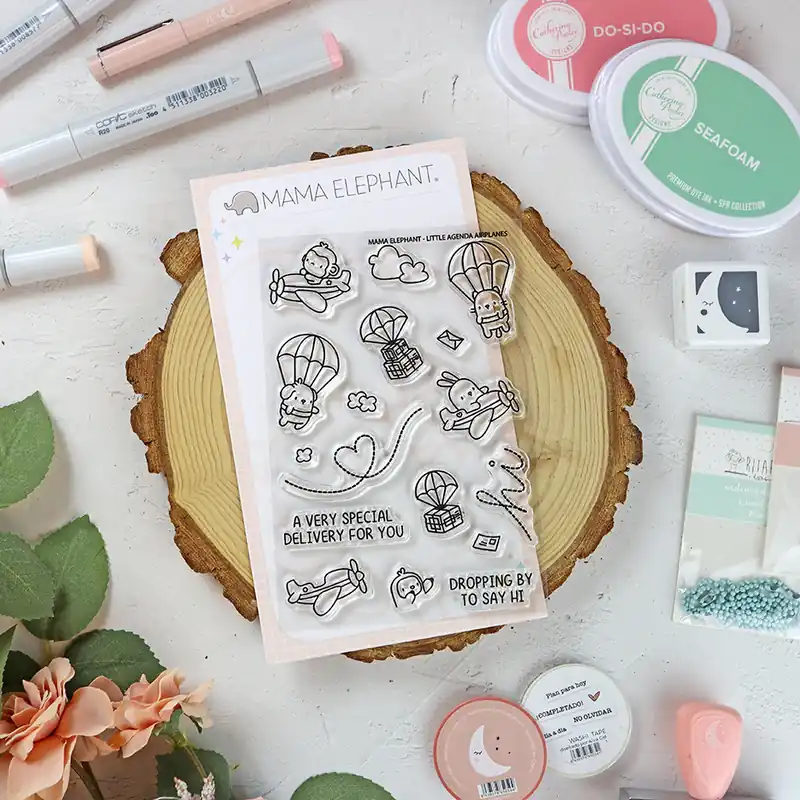 Set de sellos Little Agenda Airplane de Mama Elephant Original