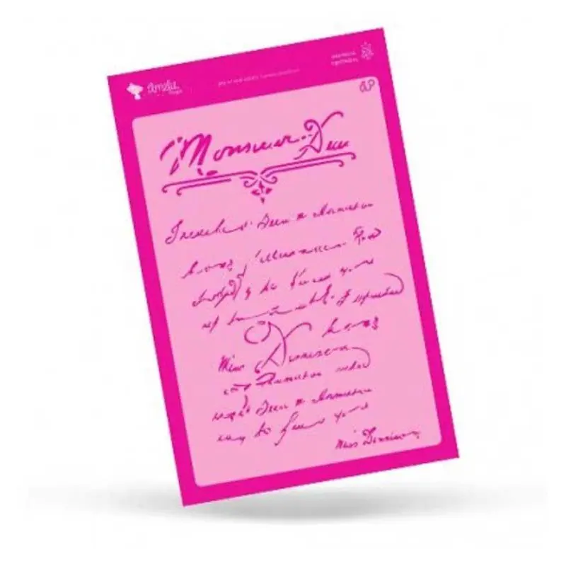 Plantilla Stencil MANUSCRITO Amelie Prager 20 x 30 cm. Hecho A Mano