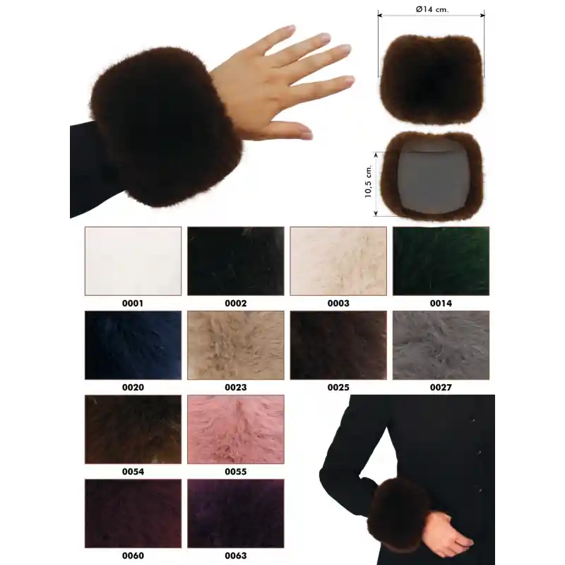 Liquidación Puños Elásticos Pelo Ecológico - Par 14x10,5 cm - Imitación Piel - 0002 Negro