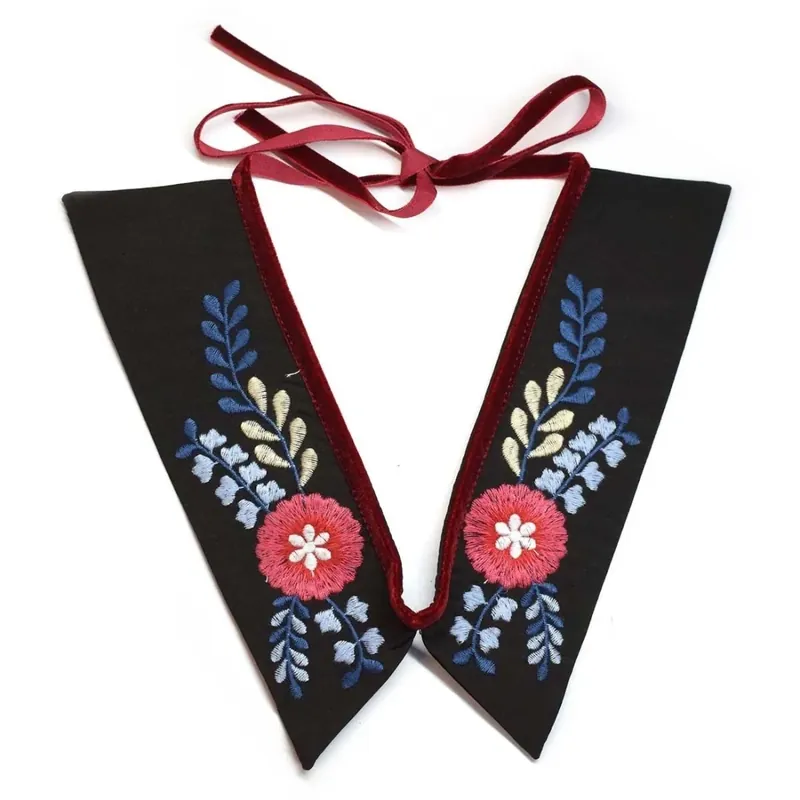 Aplicación cuello bordado 035 - Negro Solo Por Tiempo Limitado