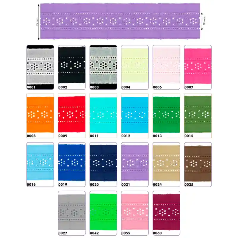 Garantía Incluida Entredós batista 3cm colores - 0001 Blanco