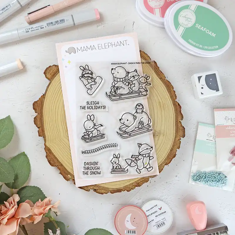 Hecho A Mano Set de sellos Dashin Thru The Snow de Mama Elephant