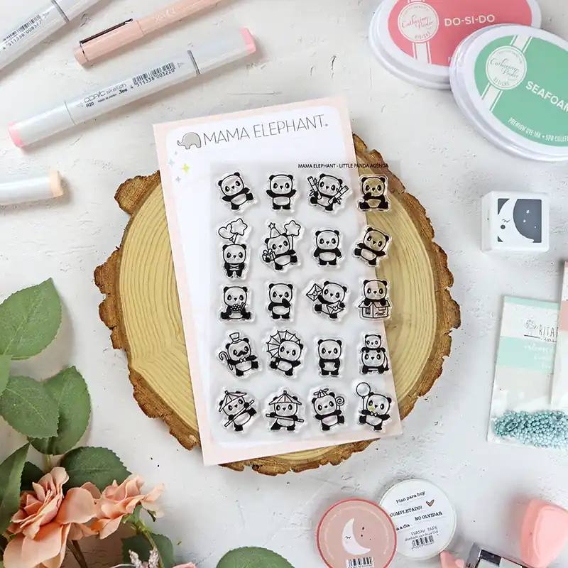 Set de sellos Little Panda Agenda de Mama Elephant Auténtico