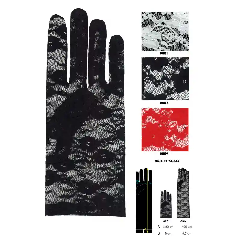 Mayoreo Guante encaje floral - 23 cm - 0001 Blanco