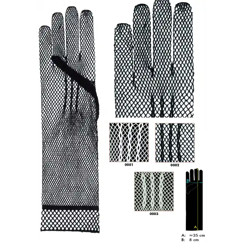 Lujoso Guantes de rejilla largo - 0001 Blanco