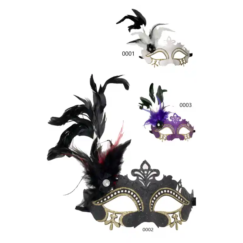 Máscara de plumas carnaval - 0001 Lujoso
