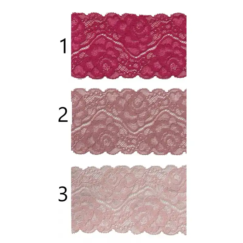 Envío Inmediato Encaje de nylon rosa elástico PC93 - 5