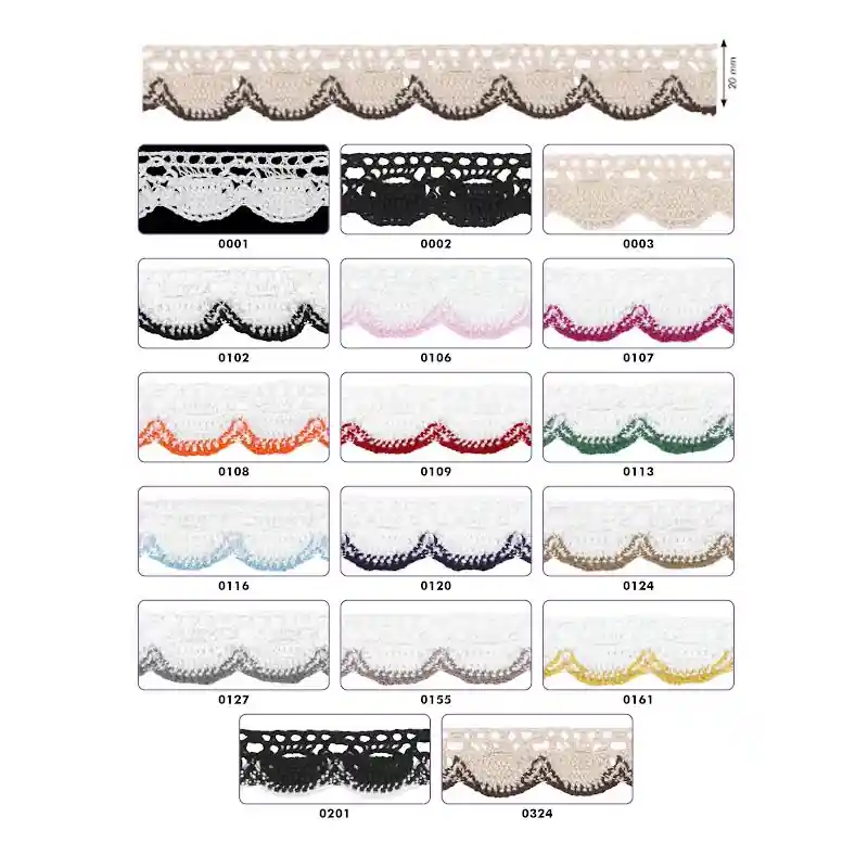 Puntilla de bolillo bicolor - 0001 Blanco Envío Inmediato