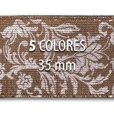 Ordenar Ahora Mismo Elástico metalizado FLORES 35 mm - Rollo 25 metros