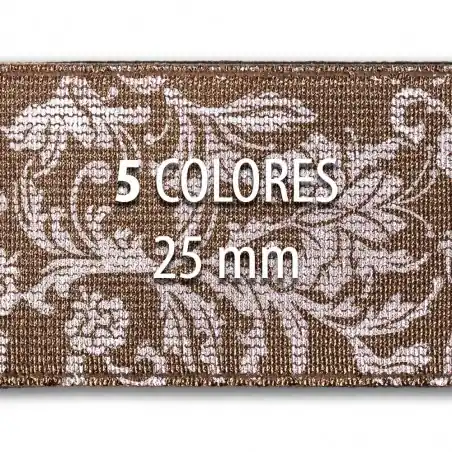 Pedido Al Por Mayor Elástico metalizado FLORES 25 - Rollo 25 metros