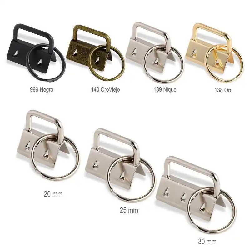 Mejor Precio Terminal Metálico para Llaveros de Cinta Nadel - 20 mm - Negro