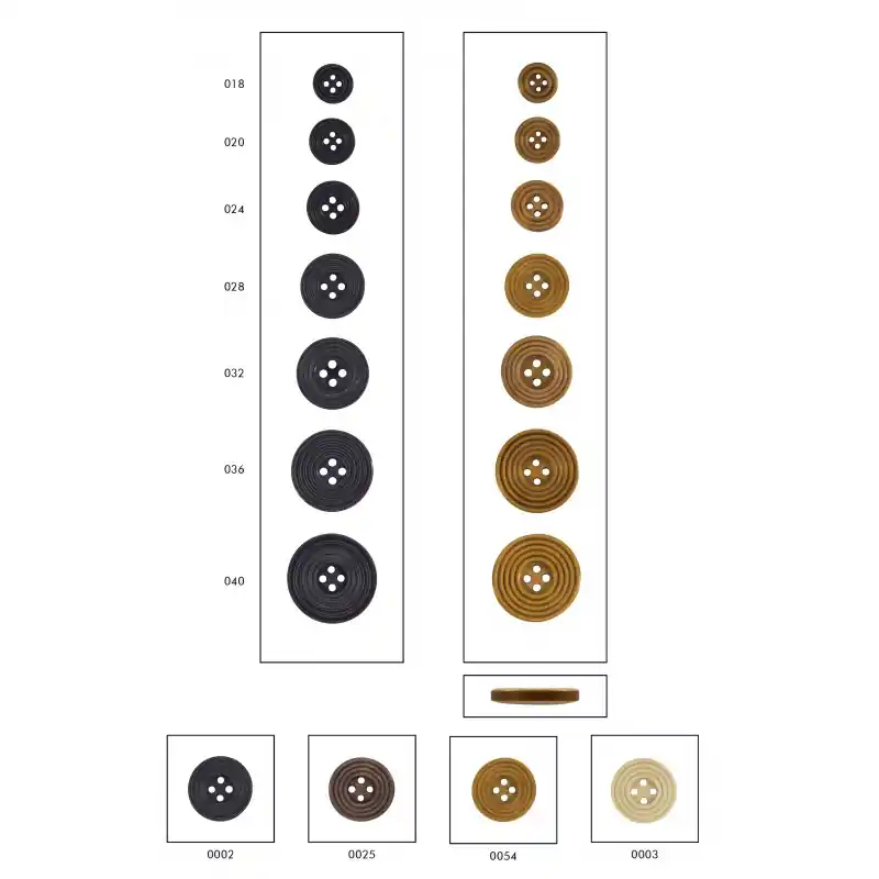 Botón Madera Aros - Línea 018 | 12 mm - 0002 Negro Original