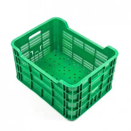 Precio Económico Cubeta apilable caja plástico verde 500x380x270 mm Ref.BC