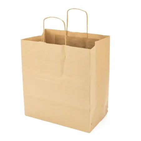 Bolsa papel kraft marrón con asa retorcida 30+19x32 cm, 100 g/m² - Pack 50 uds Descuento