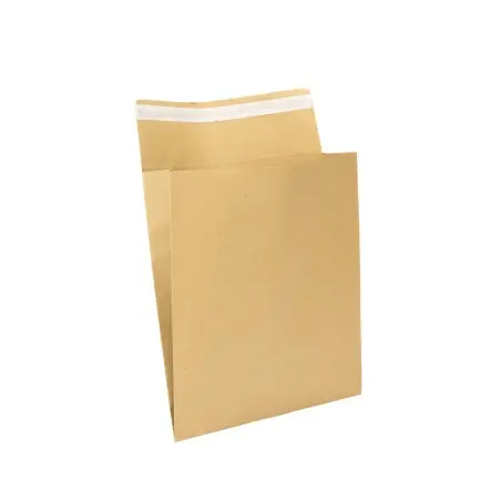 Artesanal Sobre de envío papel kraft con fuelle 100 g/m², 29x8x33 cm, cierre adhesivo
