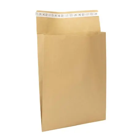 Sobre de envío papel kraft con fuelle 100 g/m², 34x8.5x44 cm, cierre adhesivo Certificado