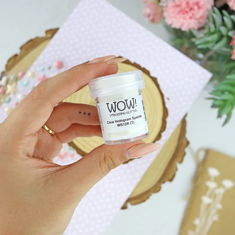 Polvos de emboss Clear hologram sparkle de WOW! Auténtico