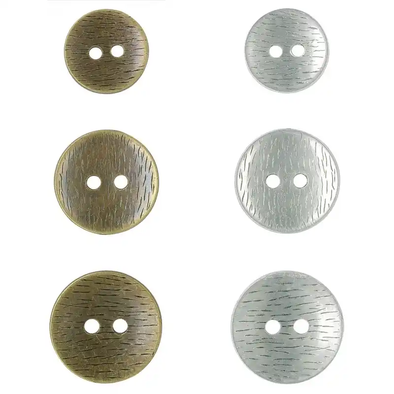 Alta Calidad Botón Plástico Efecto Metálico con Estampado a Rayas - 6 cm - 0102 Oro viejo