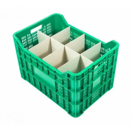 Cubeta apilable caja plástico verde con separadores 581x410x365 mm Ref.JC Comprar En Línea