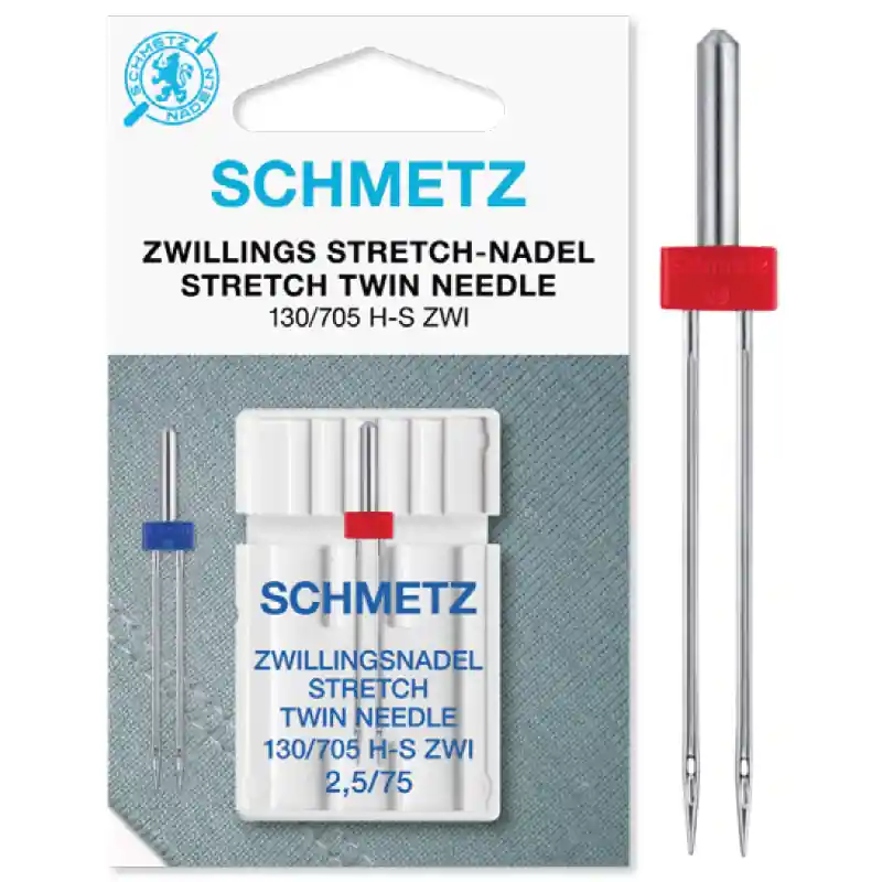 Aguja Gemela Schmetz Stretch - 130/705 - para Telas Elásticas - 2,50 mm Marca Reconocida