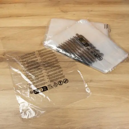 Bolsa transparente texto seguridad normativa europea perforada 40x60 cm - Pack 100 uds Más Vendido