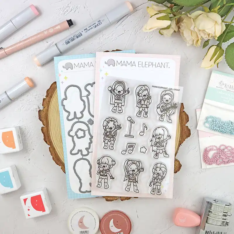 Últimas Unidades Set de sellos+troquel Girl Group de Mama Elephant
