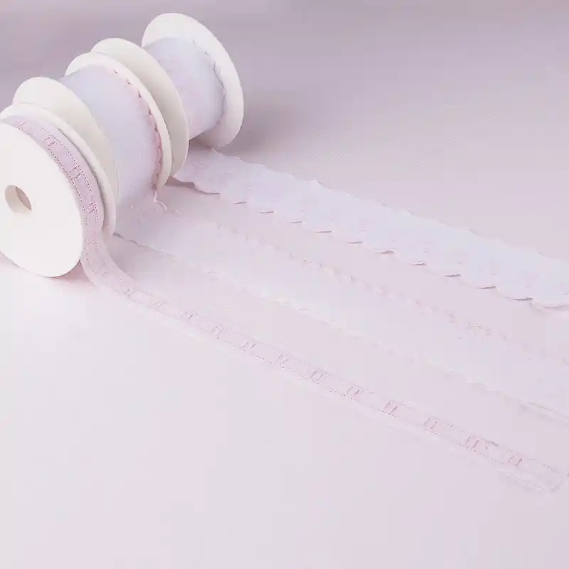 Tira de Piqué Blanco Rosa 6,5cm Alta Calidad