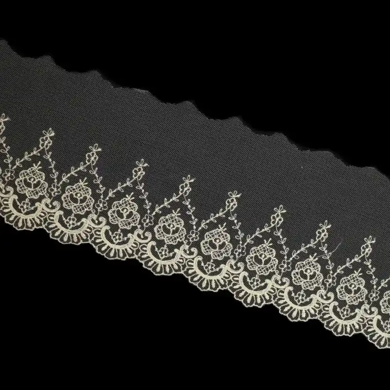 Tul bordado 2077 - Crudo Oferta De Temporada