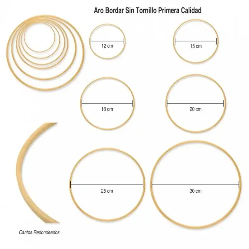 Devolución Gratuita Bastidor redondo para Bordar sin Tornillo de Madera - 12 cm