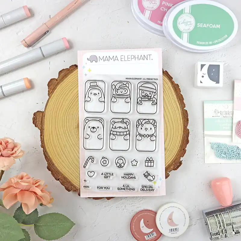 Envío Exprés Set de sellos Lil Friend Tags de Mama Elephant