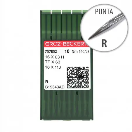Aguja Groz-Beckert 16x63 160/23 Punta R - Pack 10 uds Stock Limitado
